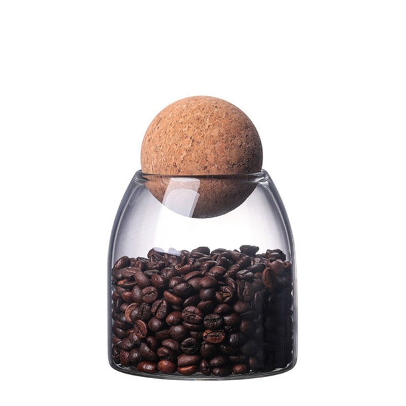 Glass Sealed Can Storage Jar Box Bottle Container Round Cork For Coffee Beans Kitchen