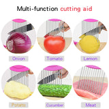 Onion Slicer Kitchen Gadgets Tomato Vegetables Safe Fork Vegetables Slicing Aid Holder Guide Onion Cutter Cutting Tools 2020 New