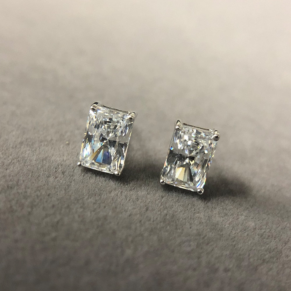 PANSYSEN 2ct Created Moissanite Diamond 925 Sterling Silver Stud Earrings Women Wedding Engagement Earring Jewelry Girl Gift