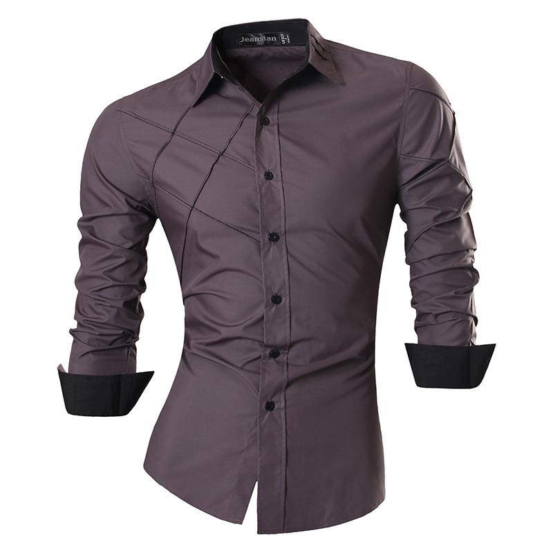 jeansian Spring Autumn Features Shirts Men Casual Long Sleeve Casual Slim Fit Male Shirts Zipper Decoration (No Pockets) Z015