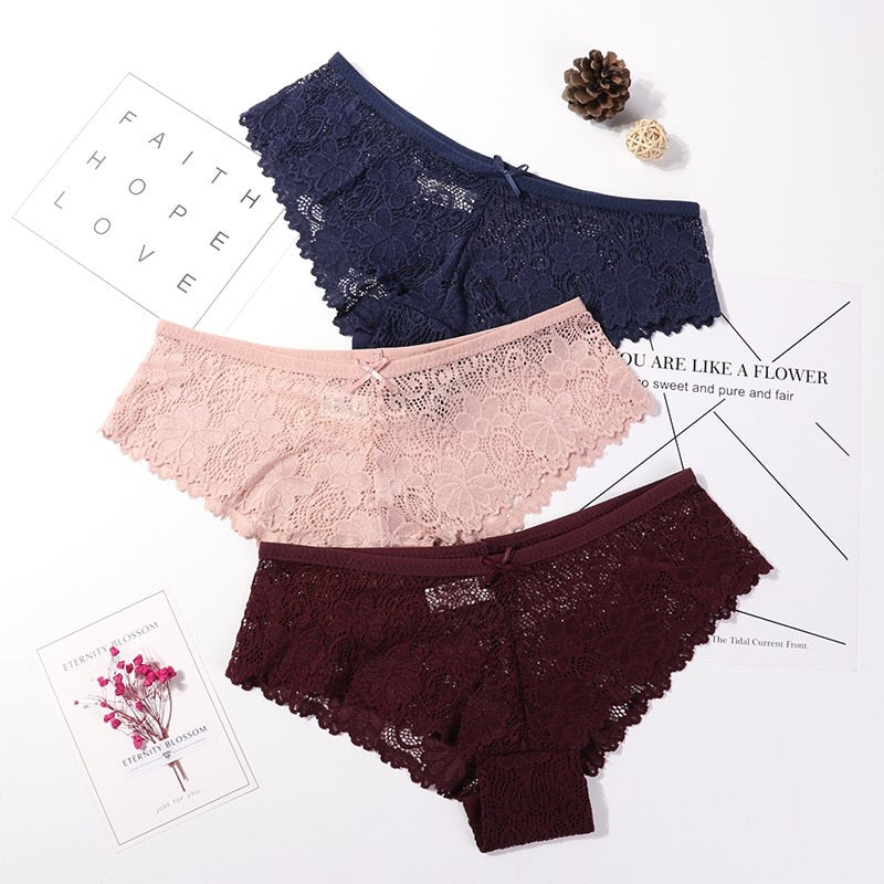 Sexy Lace Panties Women Fashion Cozy Lingerie Tempting Briefs High Quality Women's Underpant Low Waist Intimates Underwear