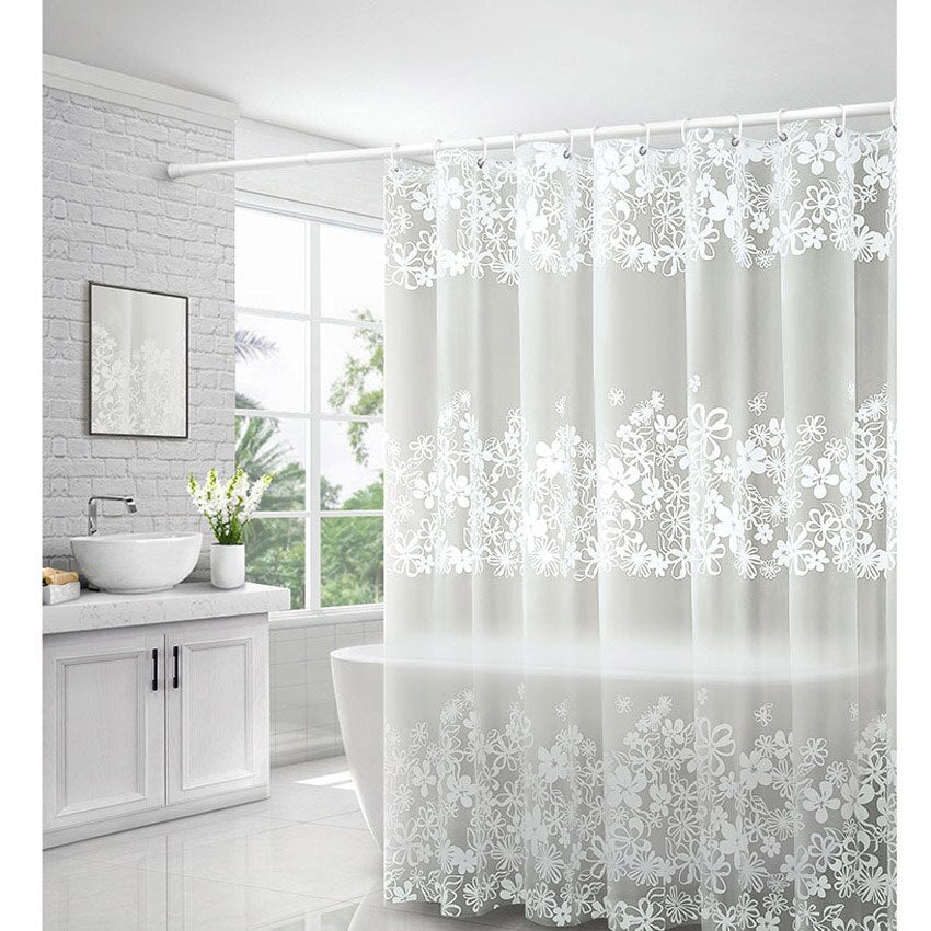 Flowers Shower Curtains Waterproof PEVA Floral Bath Curtains For Bathroom Bathtub Large Wide Bathing Cover Hooks Rideau De Bain