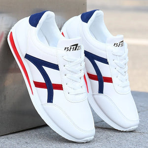 New Men's Shoes Fashion Leather Non-Slip White Shoes Casual Sports Shoes Men's Round Toe Low-Top Comfortable Running Shoes 2021