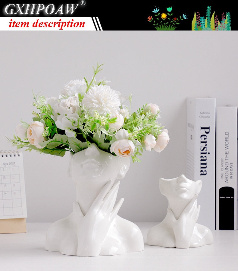 Human Body Vase Female Nude Sculpture Art Ceramics Vases Nordic Style Home Decoration Crafts Ornaments Gift Storage Accessories