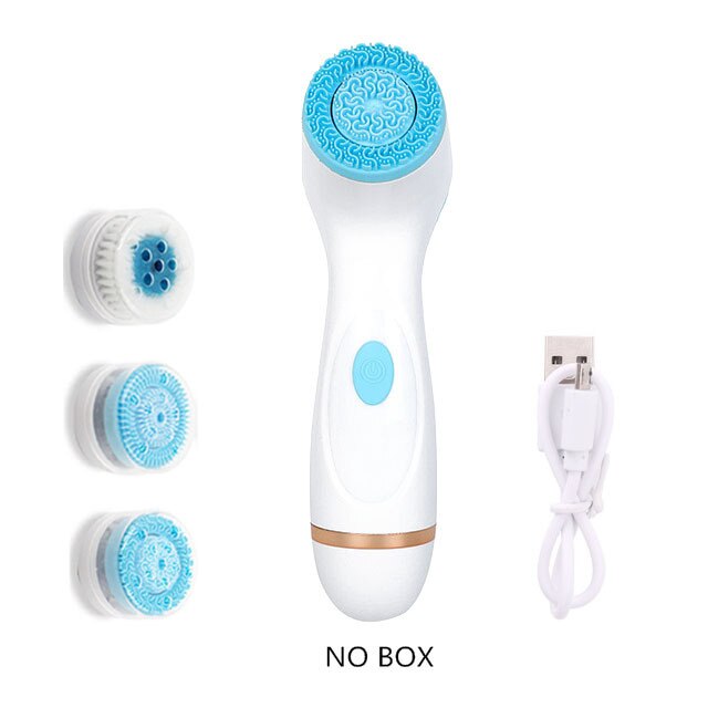 Electric Face Cleaners Facial Cleansing Brush Pore Ceaner Skin Deep Cleaning Spin Brush 3 Heads Face Spa Facial Beauty Massage