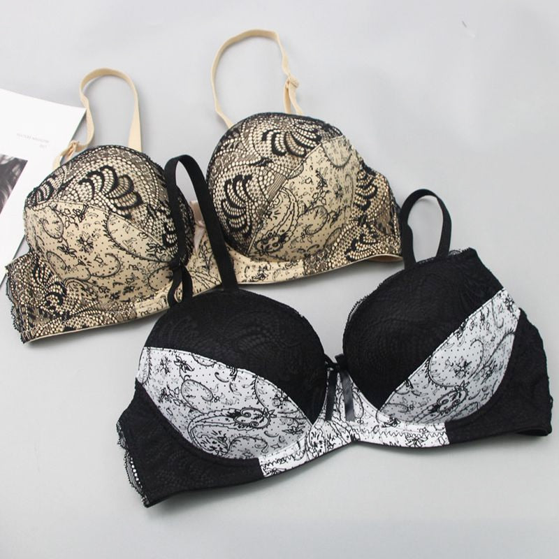 2022 New BCDE Cup Embroidered Lace Up Bras Plus Size Women 34 36 38 40 42 Brassiere Printing Style Female Lingerie