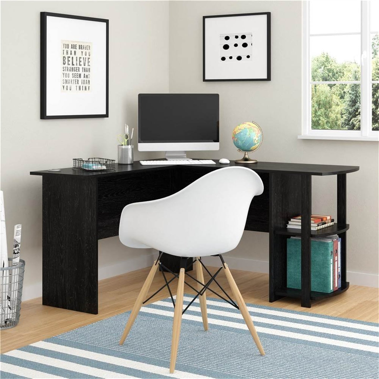 L-Shaped Desktop Computer Desk Study Table Office Table Easy to Assemble Can Be Used in home and office Black