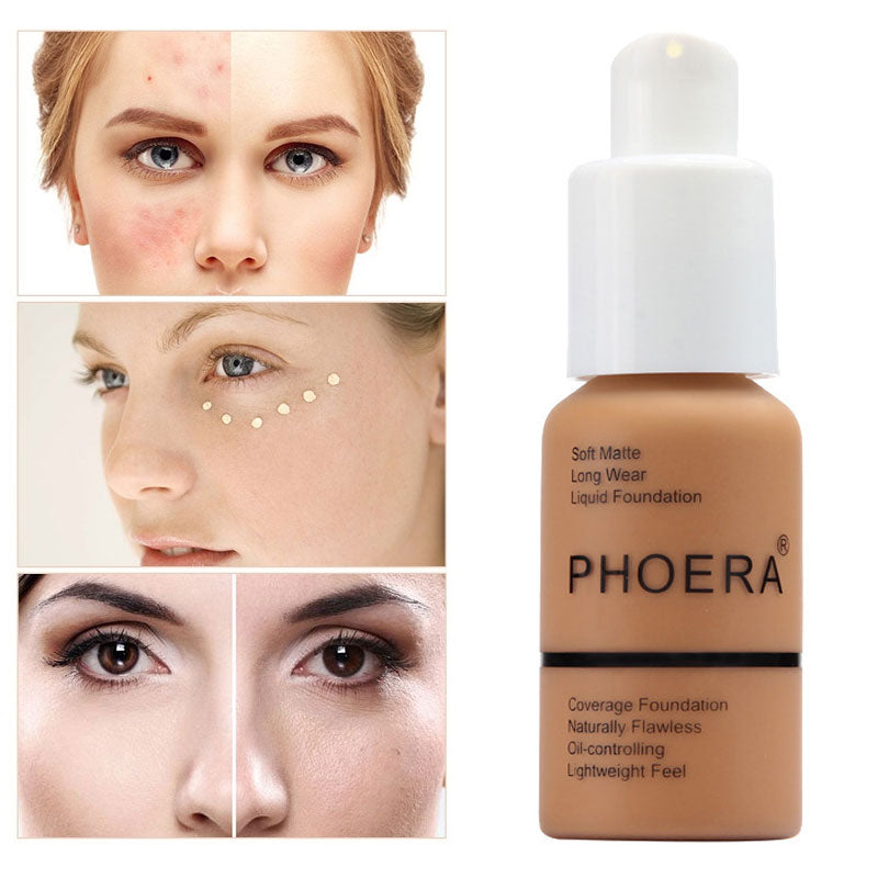 PHOERA 10Colors Soft Matte Full Coverage Liquid Foundation Concealer Longlasting Face Foundation Moisturizer Face Liquid Foundat