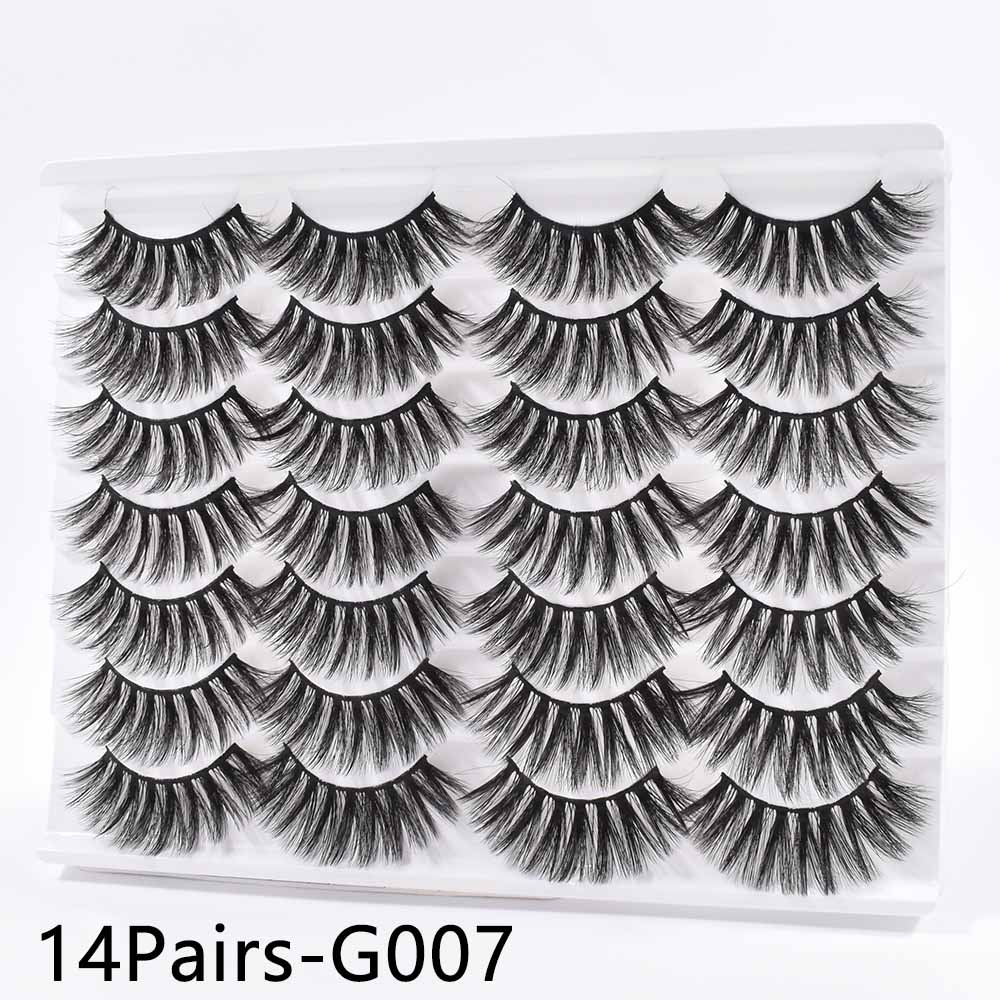 14/16Pairs  Black Mink Thick False Eyelashes Cils Soft Make Up Faux Cross Lashes Eyelashes Wholesale maquiagem cilios