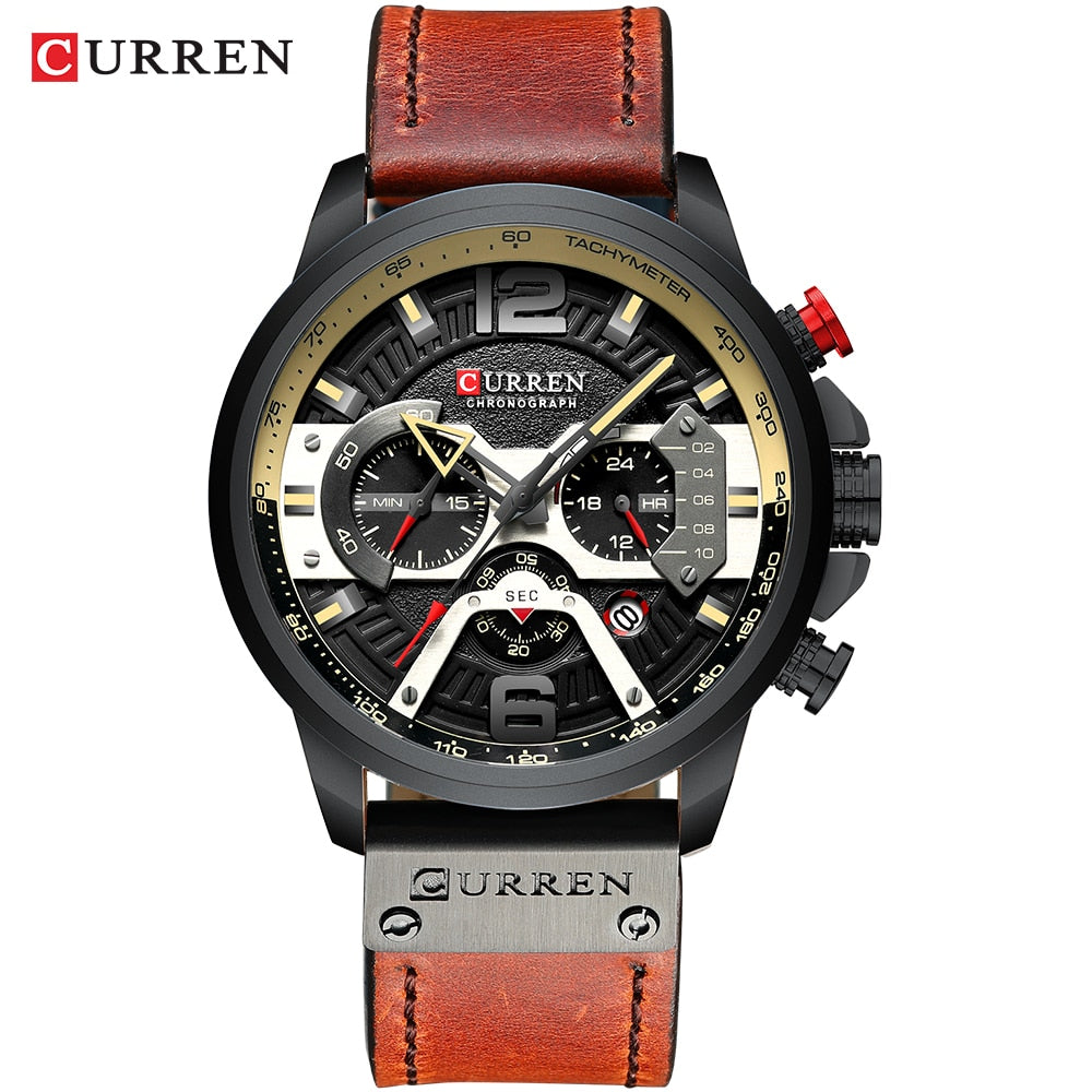 Wristwatch Mens CURREN Top Brand Luxury Sports Watch Men Fashion Leather Chronograph Watches with Date for Men Male Clock