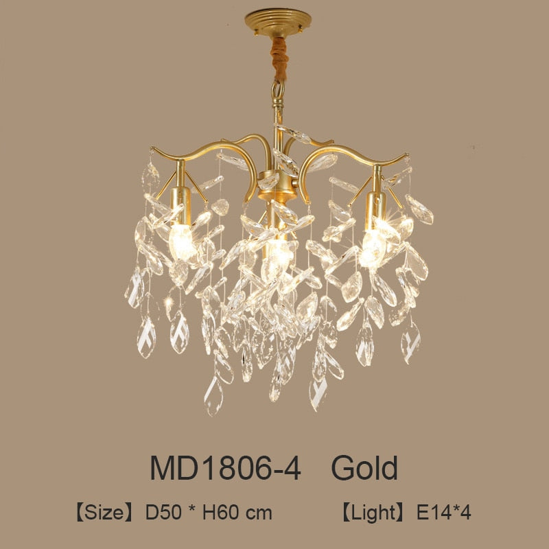 Nordic LED Crystal Chandeliers Gold Black Chandelier Luxury Lighting Kitchen Dining Living room Bedroom Lamp lustre pendente