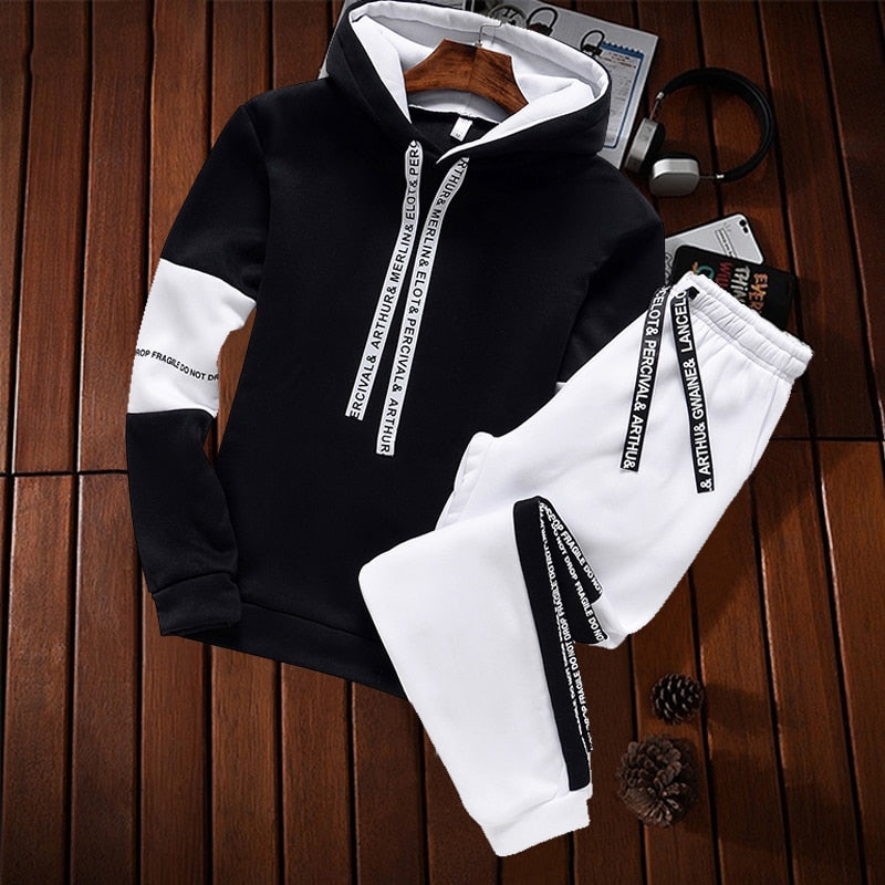 Winter Hoodie Sets Men Tracksuit Casual Hoodies Sweatshirt+Sweatpants 2 Piece Set Male Pullover Hoody Fashion Streetwear Clothes