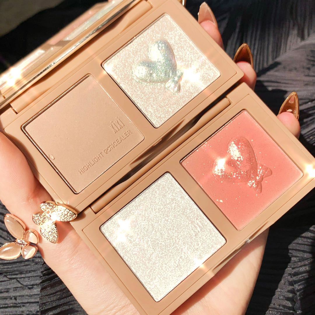 New Arrivel 2 Colors Highlighter&Blush Palette Face Matte Bronze Highlighter Powder Illuminated Blush Powder Makeup Plate