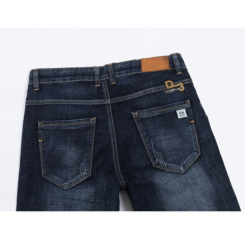 KSTUN Summer Shorts Jeans Men Denim Pants Stretch Dark Blue Fashion Design Men's Jeans Slim Straight Male Short Jeans Hombre