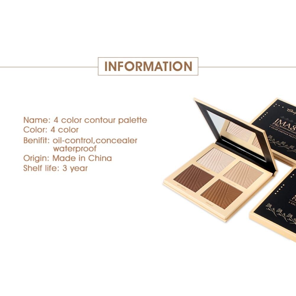 IMAGIC 4-Color Waterproof Face Concealer Makeup Fixer Palette Makeup Facial Bronze Glow Face Contour Powder Highlighter Cosmetic