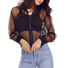 Sexy Transparent Mesh Sheer Jackets 2020 Summer Thin Long Sleeve Brief Outwears Women Zipper Beachwear Coats