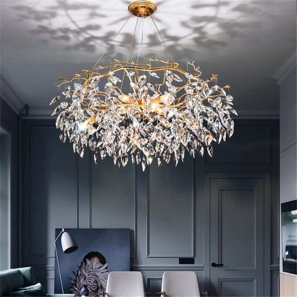 Nordic Luxury Crystal LED Chandelier Lighting Home Decoration LOFT Villa Chandeliers Living Room Hotel Art Indoor Decor Lighting