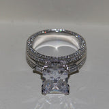 Luxury Ring Fashion Geometric Rhinestones Zircon Ring For Women Jewelry Accessories Bride Wedding Engagement Shiny Square Ring