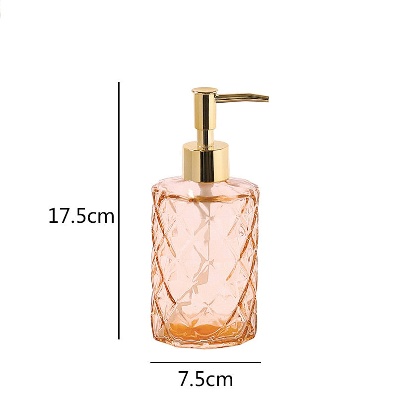 Glass Soap Dispenser Diamond Crystal Shower Gel Makeup Bottle Storage for Bathroom Kitchen