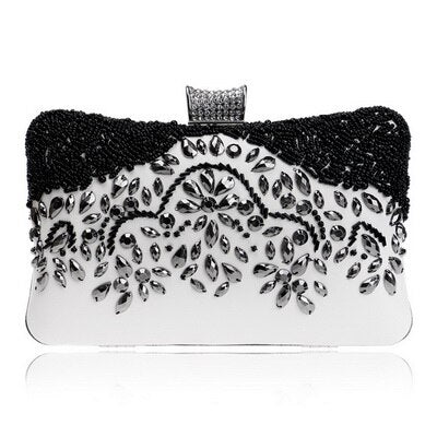 SEKUSA Vintage style women beaded evening bags embroidery small day clutches wedding bridal handbags diamonds case purse