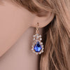 Water Drop White Blue Red Purple Black Rhinestones Jewelry Sets For Women Pendant/Necklace/Earrings/Rings