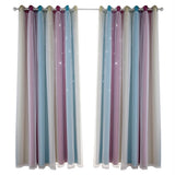 Shiny Stars Children Cloth Curtains Colorful Double Layer Star Window Curtains for Living Room Bedroom Gradient Blackout Curtain