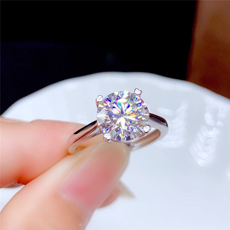 Moissanite Ring 0.5CT 1CT 2CT 3CT VVS Lab Diamond Fine Jewelry for Women Wedding Party Anniversary Gift Real 925 Sterling Silver