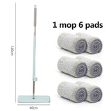 Automatic Microfiber Floor Mop with 2pcs Mop Cloth Replace Hand-Free Wash Flat Mop Squeeze Household Cleaning Tools