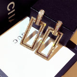 2020 Elegant Black Square Earrings Fashion Personality Wild Crystal Ear Jewelry For Women Earrings Wedding Jewelry Party Gifts