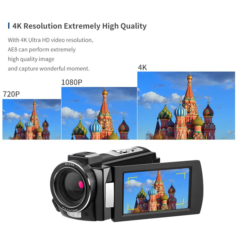 Camcorders Video Camera 4K Professional for Blogger, Ordro AE8 IR Night Vision WiFi Filmadora Full HD Digital Cameras YouTuber