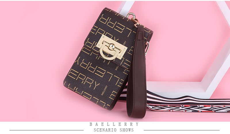 baellerry Ladies Purse Long Print Pocket Crossbody Bag Messenger Wallet Cell Phone Bags Card Holder Coin Pocket women handbags