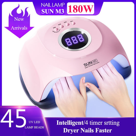 Brand New 180W UV Lamps For Nail Dryer 45 LED Hybrid Lamp For Fast Curing Gel Nail Polish Dryer Manicure Lamp Nail Art Tools