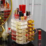 Lipstick Holder Make-up Organizer Cosmetic Storage Box Lip Gloss Storage Rotating Display Stand Transparent Plastic Storage Box
