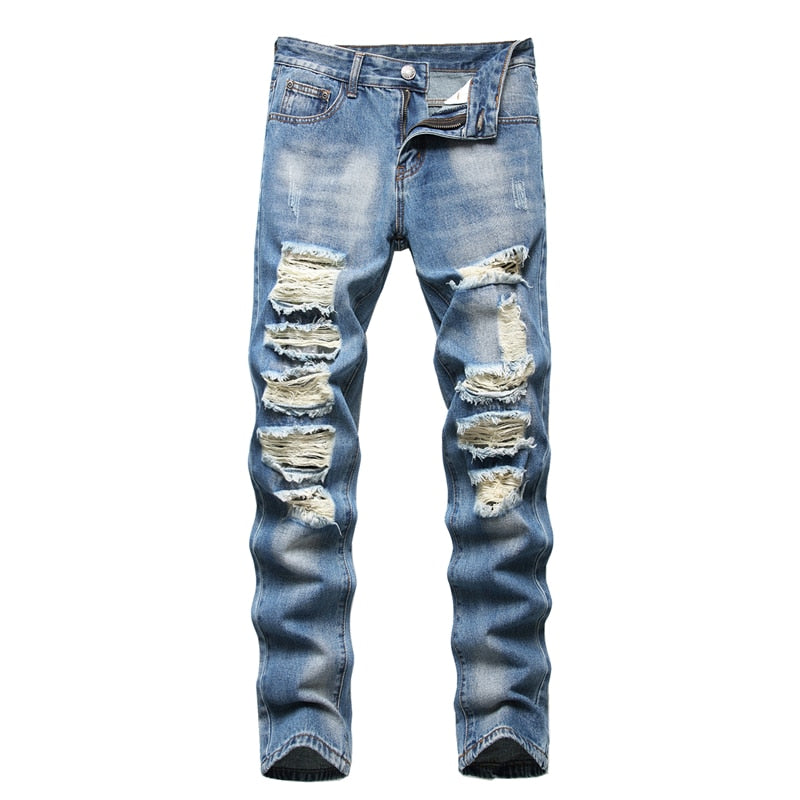 2022 Autumn New Fashion Retro Hole Jeans Men Pants Cotton Denim Trouser Male Plus Size High Quality Jeans