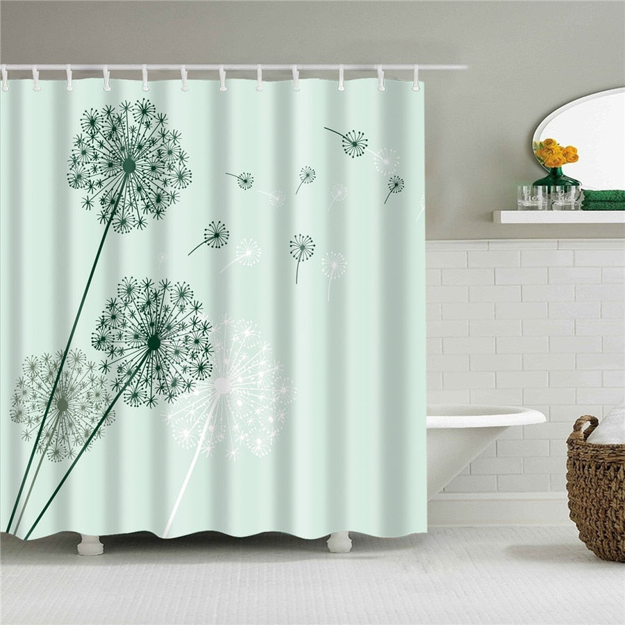 Flower Dandelion Red Rose Small Fresh Shower Curtains Bathroom Curtain Frabic Waterproof Polyester Bathroom Curtain with Hooks