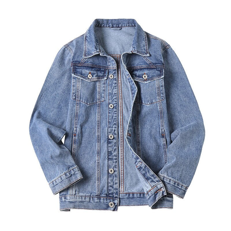 2020 Men's Denim Jacket Plus Size 5XL 6XL 7XL Light Blue Denim Jacket Men Fashion Design Spring Large Male Oversized Jean Jacket