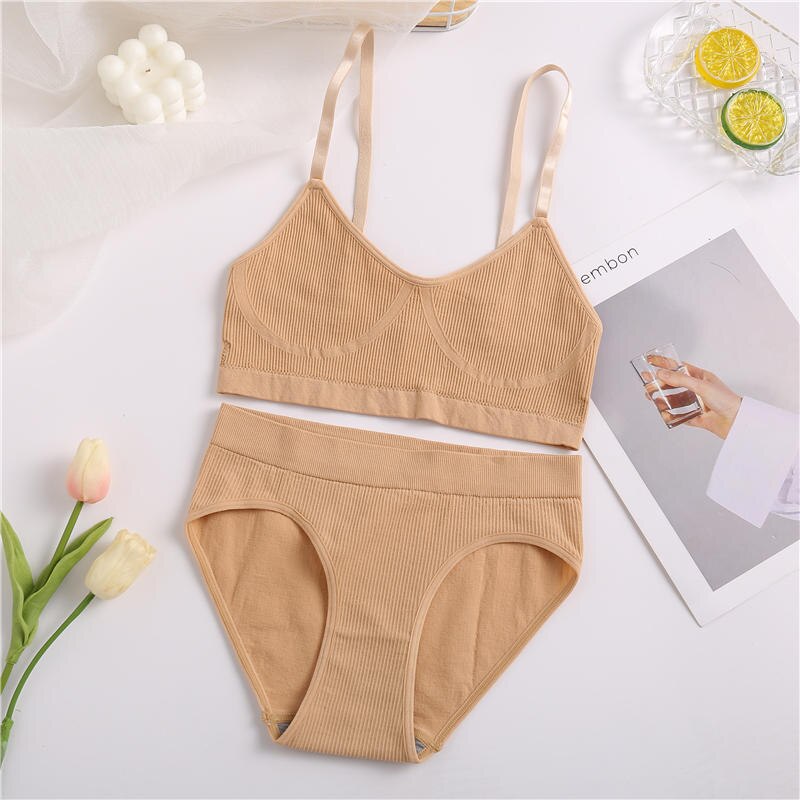 Women Bra Set Panties Sexy Push Up Bralette Female Fitness Seamless Underwear Sports Lingerie Brassiere Set Tank Crop Tops S-XL