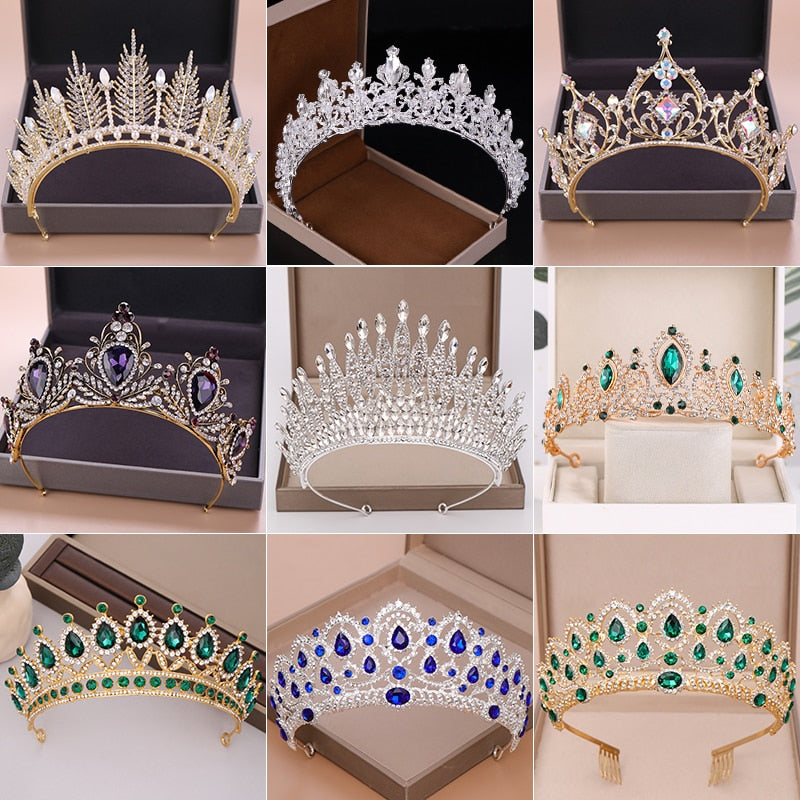 Wedding Crown Bridal Headpiece Gold Silver Color Rhinestone Crystal Diadem Queen Crown Princess Tiaras Wedding Hair Jewelry