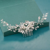 Bride Hair Combs Hair Accessories Wedding  parties Bridal Headpiece Silver Color Handmade Crystal Pearl Wedding Ornaments Hair Jewelry