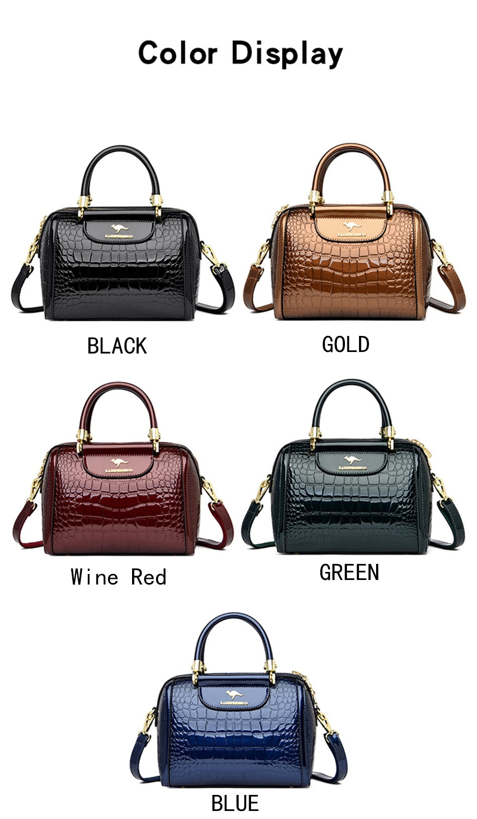 Luxury Patent Leather Handbags for Women Designer Crocodile Pattern Women's Shoulder Crossbody Bag New Ladies Messenger Purses