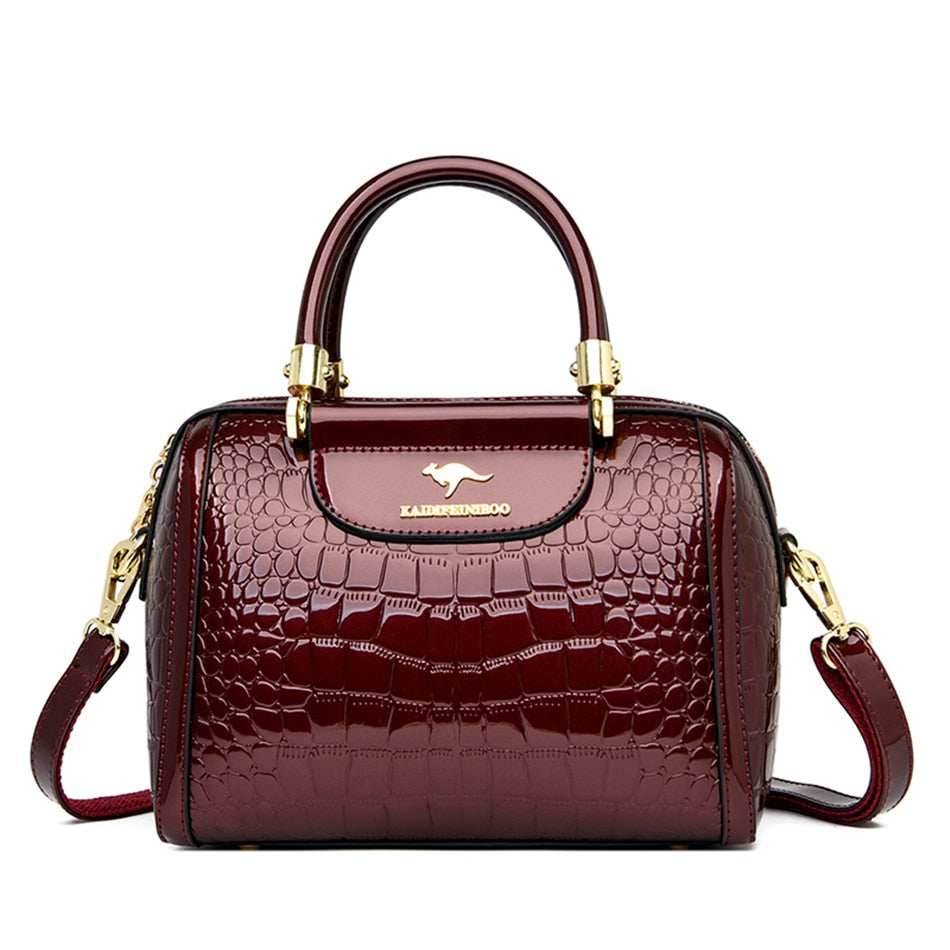 Luxury Patent Leather Handbags for Women Designer Crocodile Pattern Women's Shoulder Crossbody Bag New Ladies Messenger Purses