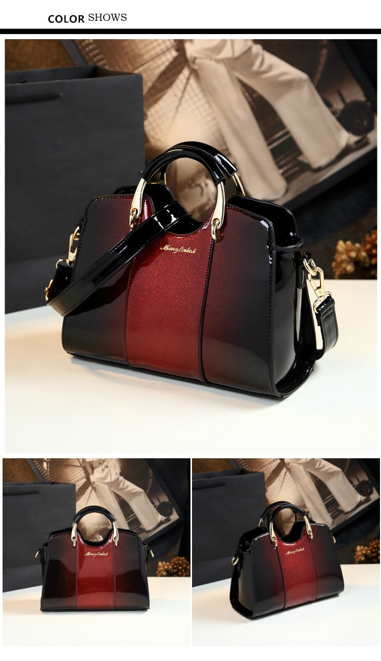 New arrival korean style simple pillow shoulder bags handbags women famous brands top handle bag patent leather messenger clutch