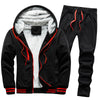 2021 Fleece Hooded Tracksuit Men 2 Pieces Set Sweatshirt + Sweatpants Sportswear Zipper Hoodies Casual Sets Mens Clothing S-5XL