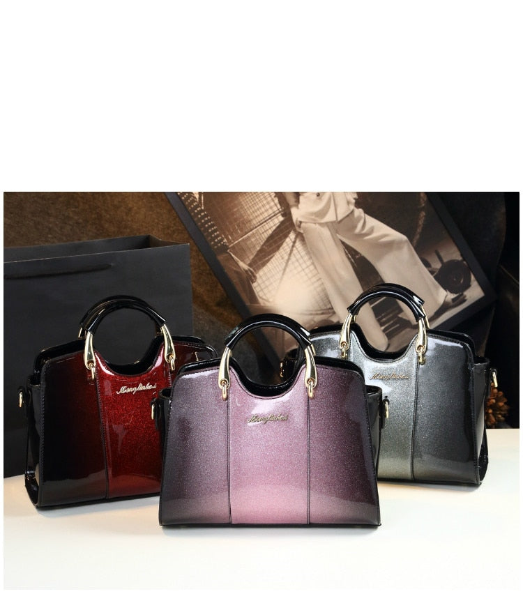 New arrival korean style simple pillow shoulder bags handbags women famous brands top handle bag patent leather messenger clutch