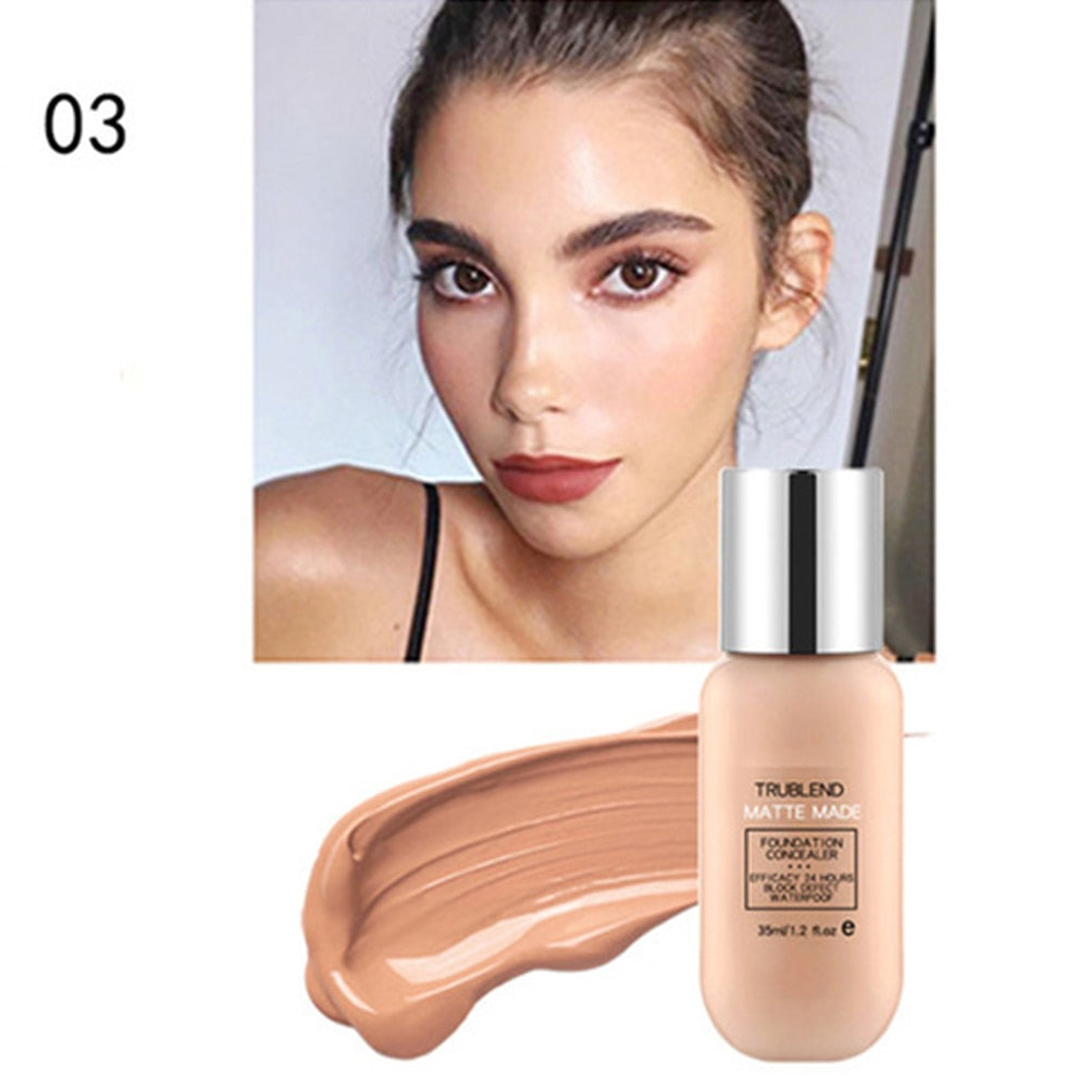 35ml Makeup Foundation Liquid Long-Lasting Full Coverage Face Concealer Base Matte Cushion Foundation Cosmetic BB CC Cream