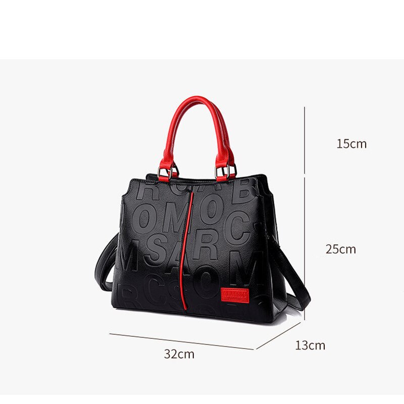 Letter Printing Luxury Women Designer Handbags Large Capacity Tote Bag High Quality PU Leather Shoulder Crossbody Bag Black Bag