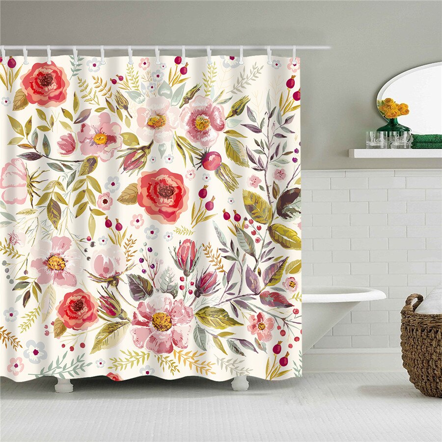 Flower Dandelion Red Rose Small Fresh Shower Curtains Bathroom Curtain Frabic Waterproof Polyester Bathroom Curtain with Hooks