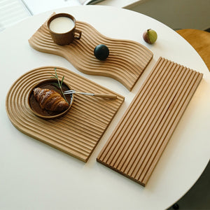 1Pc Nordic Groove Wood Dessert Slicing Bread Tray Kitchen Anti-slip Cutting Board Storage Organizer