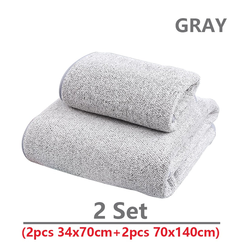 70x140cm Bamboo Charcoal Coral Velvet Bath Towel Adult Soft Absorbent Microfiber Bamboo Fabric Towel Bathroom Bath Towel Sets