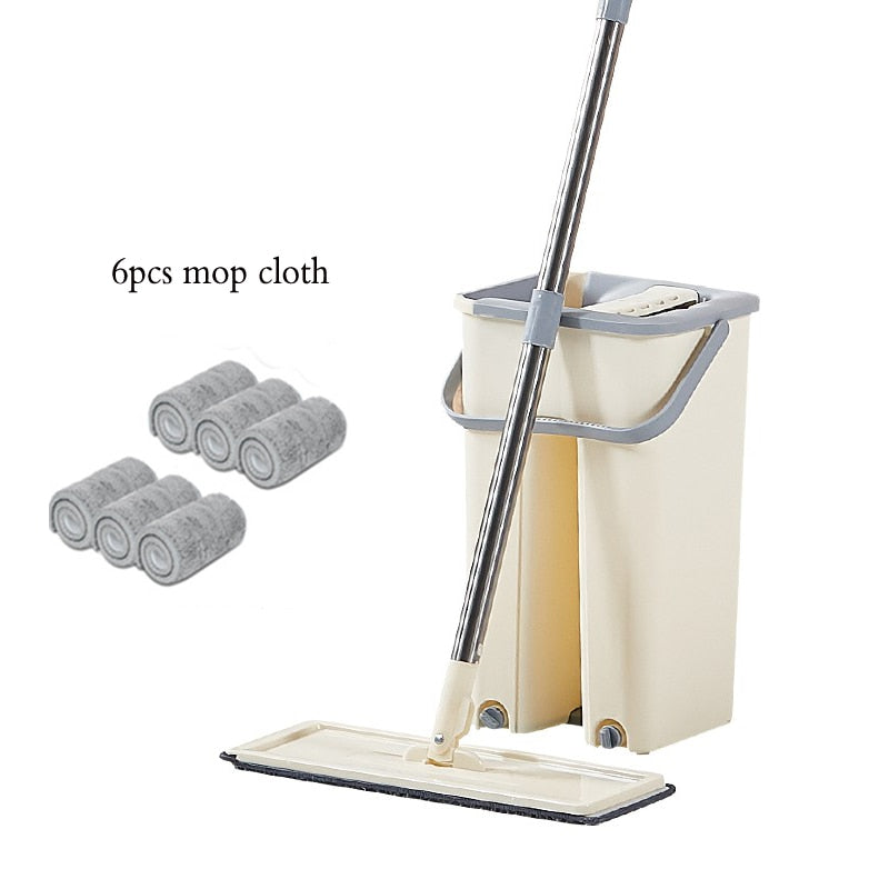 Hands Free Mop with Bucket 360 Rotating Flat Mop Home Kitchen Floor Mop Lazy Mops Household Cleaning Tool